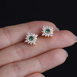 925 Silver Earrings Women Retro Zircon Wedding Jewelry