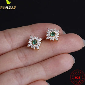 925 Silver Earrings Women Retro Zircon Wedding Jewelry