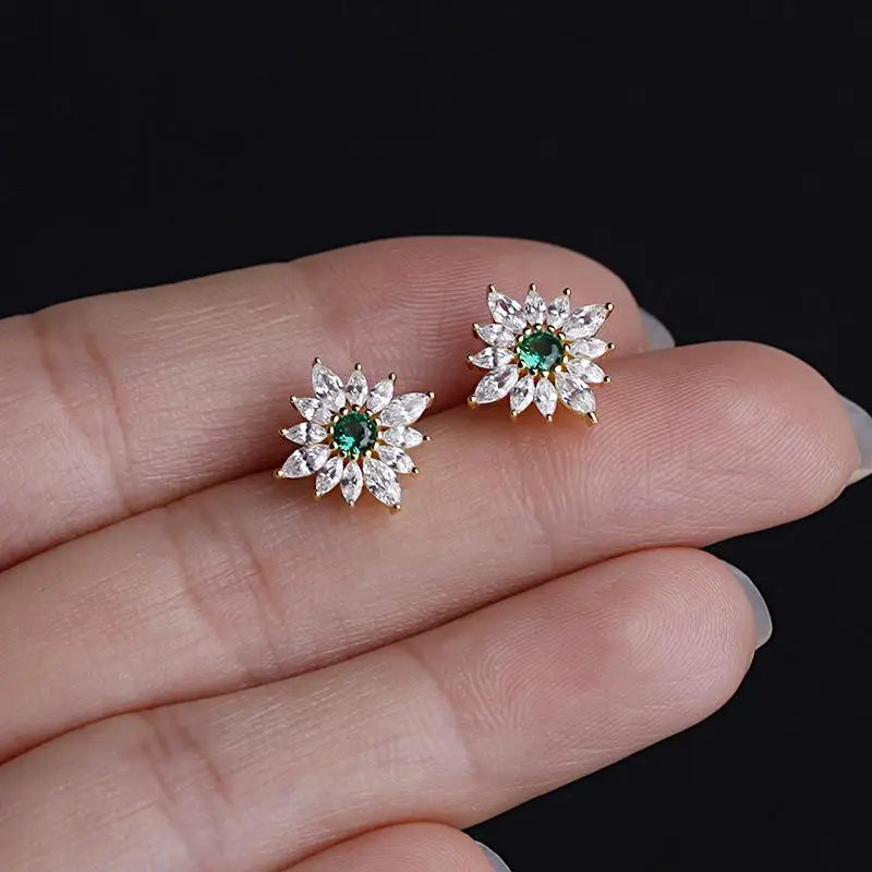 925 Silver Earrings Women Retro Zircon Wedding Jewelry