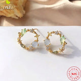 925 Silver Wreath Zircon Earrings for Women