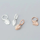 925 Silver Leaf Earrings with Zircon - Small Size