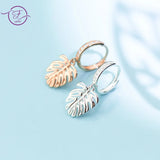 925 Silver Leaf Earrings with Zircon - Small Size