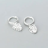 925 Silver Leaf Earrings with Zircon - Small Size