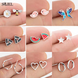 925 Silver Enamel Bee Earrings Watermelon Pink Studs Kids