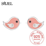 925 Silver Enamel Bee Earrings Watermelon Pink Studs Kids