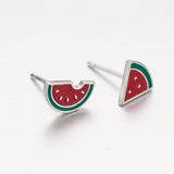 925 Silver Enamel Bee Earrings Watermelon Pink Studs Kids
