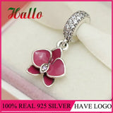 925 Silver Enamel Flower Charm Bead for Bracelet Berloque