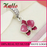 925 Silver Enamel Flower Charm Bead for Bracelet Berloque