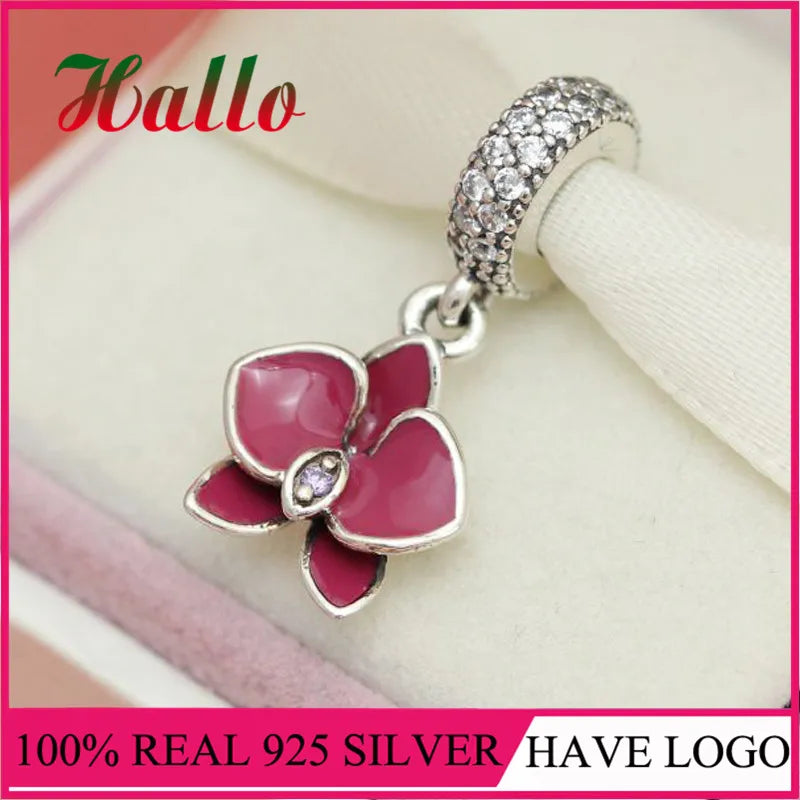 925 Silver Enamel Flower Charm Bead for Bracelet Berloque