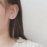 925 Silver Enamel Leaf Stud Earrings Women Girls Party Gift Jewelry