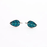 925 Silver Enamel Leaf Stud Earrings Women Girls Party Gift Jewelry