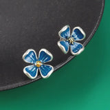 925 Silver Enamel Ethnic Flower Stud Earrings EH146