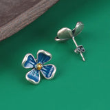 925 Silver Enamel Ethnic Flower Stud Earrings EH146