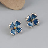 925 Silver Enamel Ethnic Flower Stud Earrings EH146
