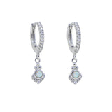925 Silver Fire Opal CZ Dangle Drop Earrings