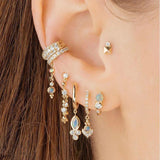 925 Silver Fire Opal CZ Dangle Drop Earrings