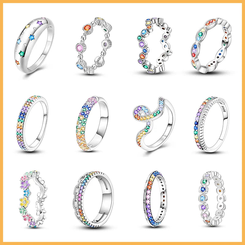 925 Silver Zircon Ring Women's Wedding Jewelry Gift