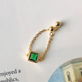 925 Silver Square Yellow Green Red Zircon Chain Adjustable Ring