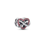 925 Silver Family Infinity Red Heart Beads DIY Bracelet Charms