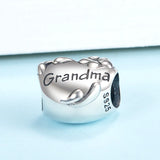 925 Sterling Silver Grandma Bead Heart Charm for European Bracelet