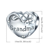 925 Sterling Silver Grandma Bead Heart Charm for European Bracelet