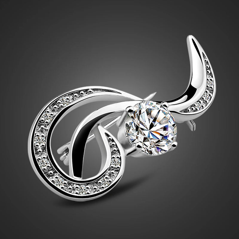 925 Sterling Silver Zircon Flower Brooch Birthday Gift