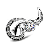 925 Sterling Silver Zircon Flower Brooch Birthday Gift