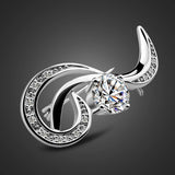 925 Sterling Silver Zircon Flower Brooch Birthday Gift