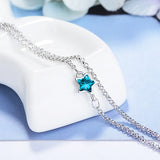 925 Silver Star Crystal Bracelet Women Choker Charms Gift