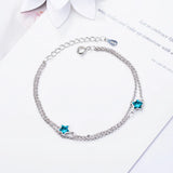 925 Silver Star Crystal Bracelet Women Choker Charms Gift