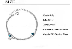 925 Silver Star Crystal Bracelet Women Choker Charms Gift
