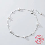 925 Sterling Silver Charm Bracelet with Pearl Beads