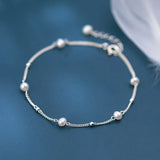 925 Sterling Silver Charm Bracelet with Pearl Beads
