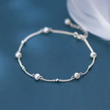 925 Sterling Silver Charm Bracelet with Pearl Beads