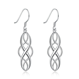 925 Silver Geometric Infinity Drop Earrings Women Jewelry Christmas Gift