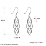 925 Silver Geometric Infinity Drop Earrings Women Jewelry Christmas Gift