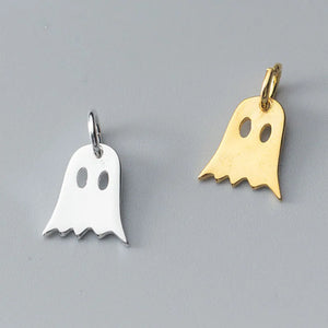 925 Silver Ghost Earring Charms 10.5mm High Silver Pendants DIY Unisex