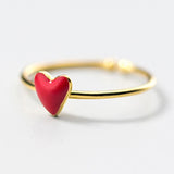 925 Sterling Silver Red Heart Ring for Girls Kids Women