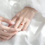 925 Sterling Silver Red Heart Ring for Girls Kids Women