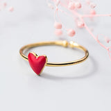 925 Sterling Silver Red Heart Ring for Girls Kids Women