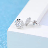925 Silver Crystal Stud Earrings - Women's Jewelry Gift