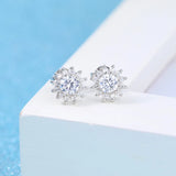925 Silver Crystal Stud Earrings - Women's Jewelry Gift