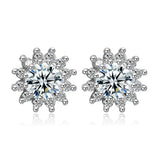 925 Silver Crystal Stud Earrings - Women's Jewelry Gift