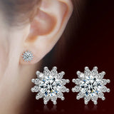 925 Silver Crystal Stud Earrings - Women's Jewelry Gift