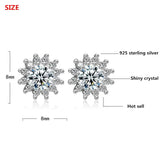 925 Silver Crystal Stud Earrings - Women's Jewelry Gift