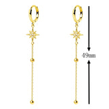 925 Silver Tassel Star Long Drop Earrings for Women Girls