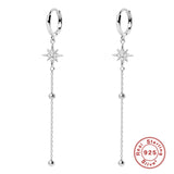 925 Silver Tassel Star Long Drop Earrings for Women Girls