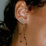 925 Silver Geometric CZ Tassel Chain Drop Earrings