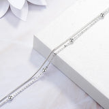 925 Silver Double Layer Beads Charm Bracelet For Women