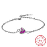 925 Silver Heart Bracelet Cubic Zirconia Micro Pave Women's Jewelry